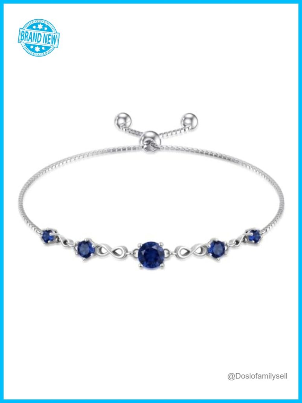 Sterling Silver Infinity Birthstone Bracelet Adjustable Chain Gift for Women